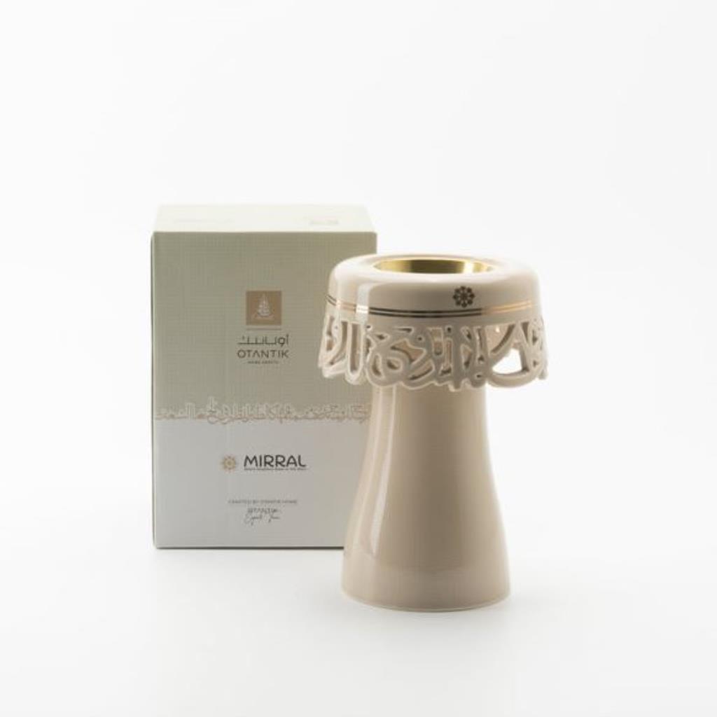 Porcelain Incense Burner From Mirral - Beige + Gold