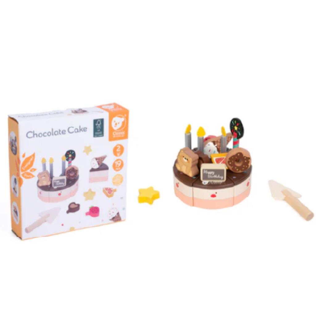 مجموعة كعكة الشوكولاتة الخشبية للأطفال