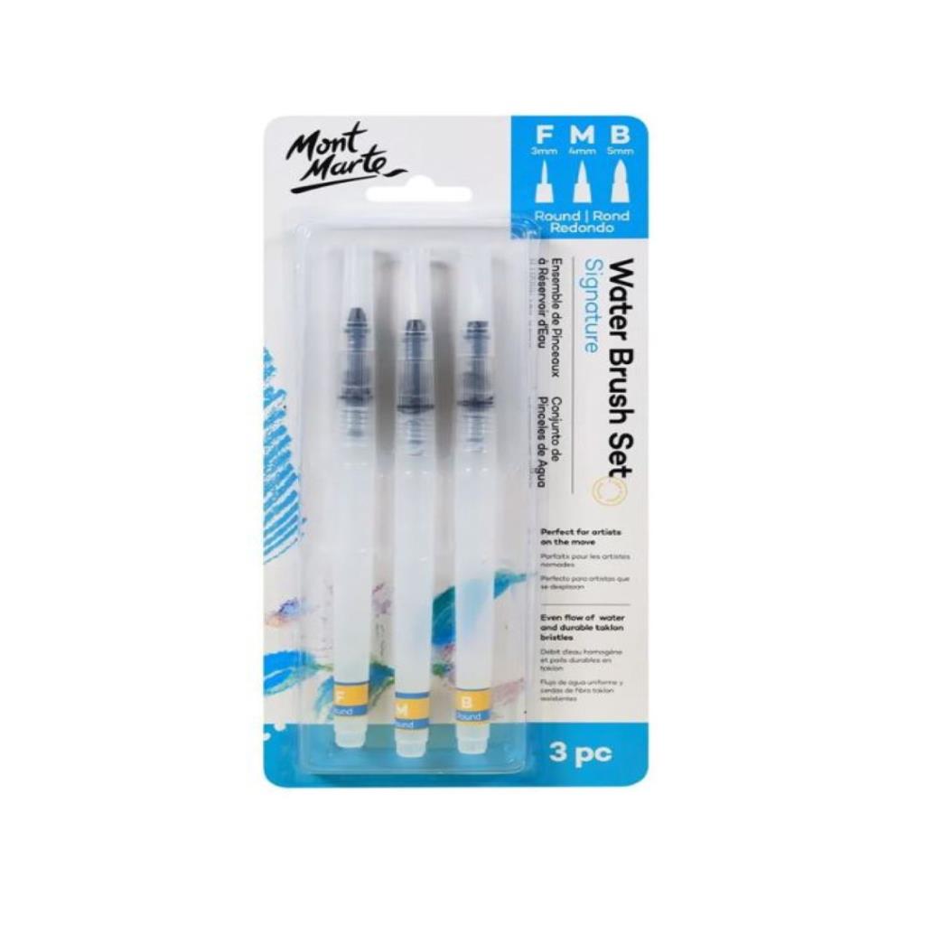 Mont Marte Water brush Set - Fine/Med/Broad - 3 pc