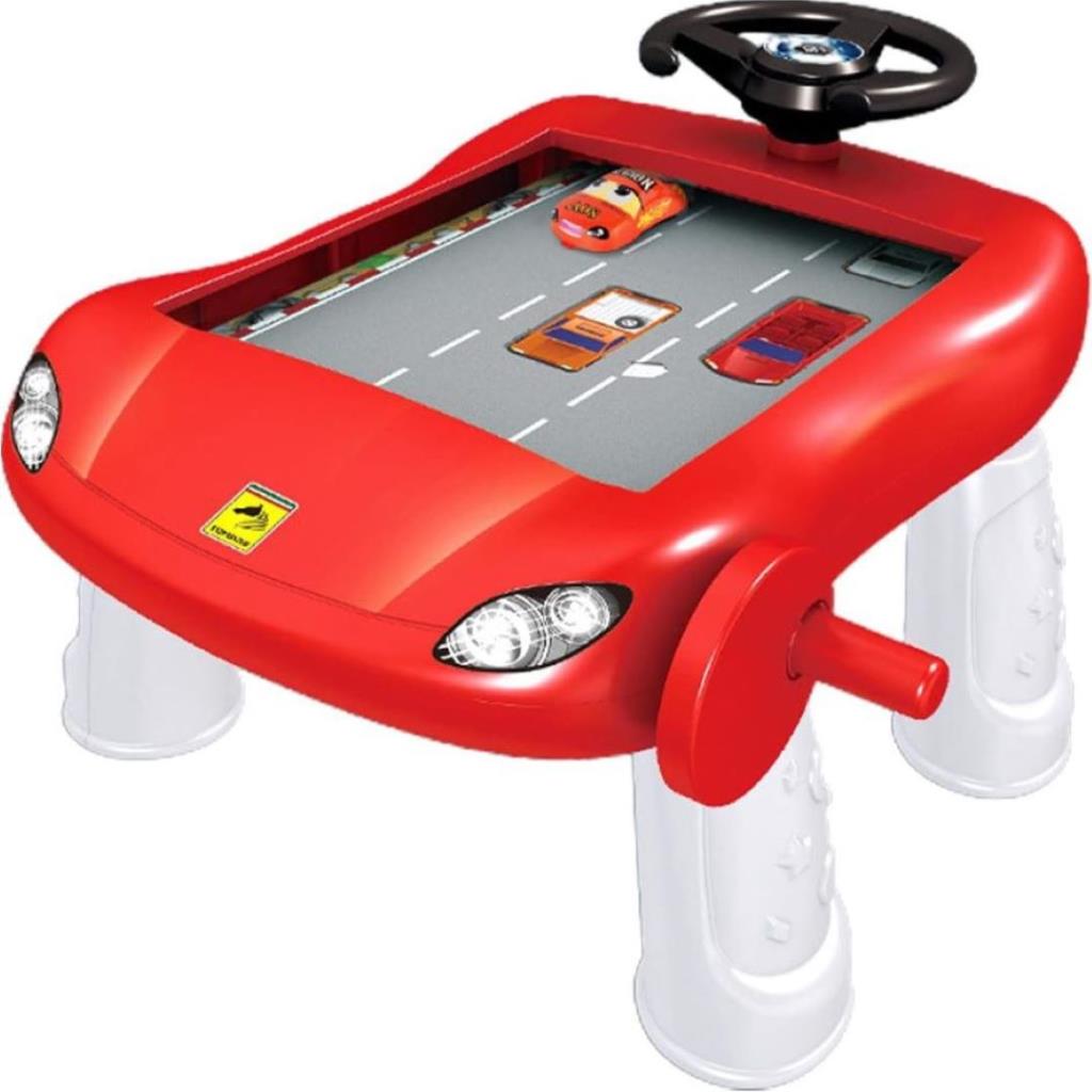 Kids Steering Wheel Activity Table with Mini Car Track – Multifunction Play Table
