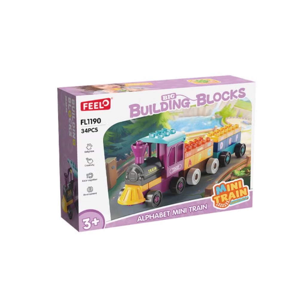Feelo 34-Piece Big Building Blocks Alphabet Mini Train Set
