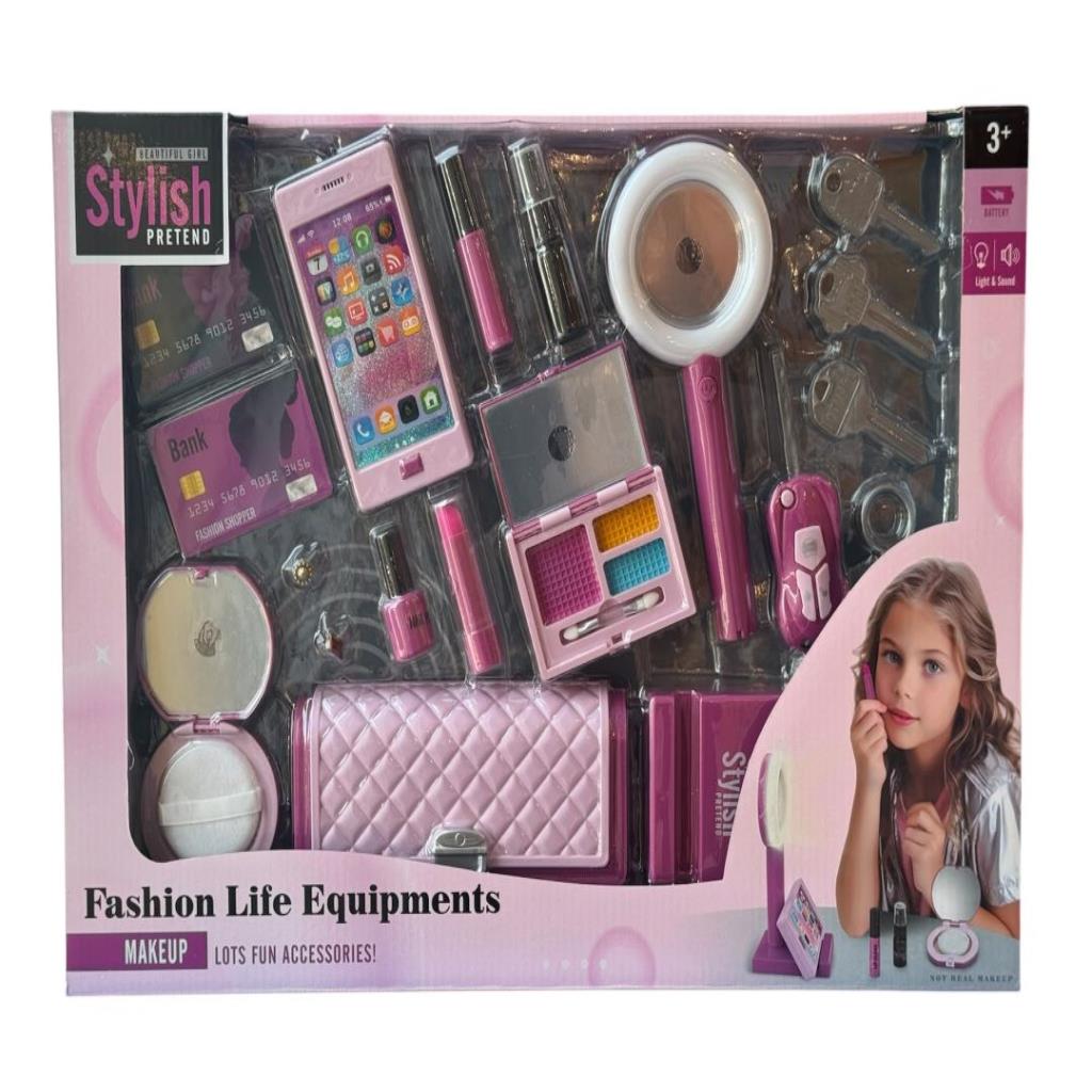 Kids Pretend Makeup & Fashion Beauty Set with Accessories, Light & Sound