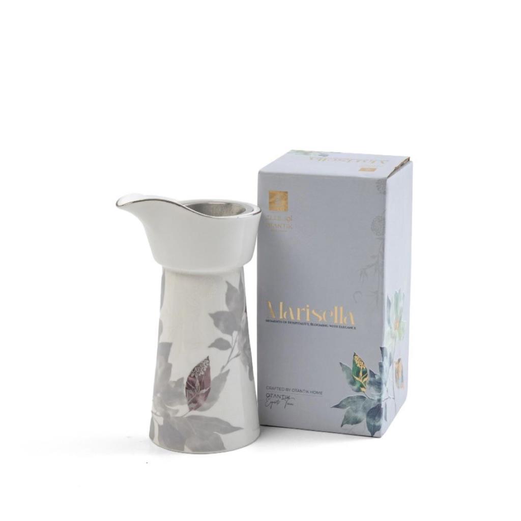 Porcelain Incense Burner Form Marisella - Grey + Silver