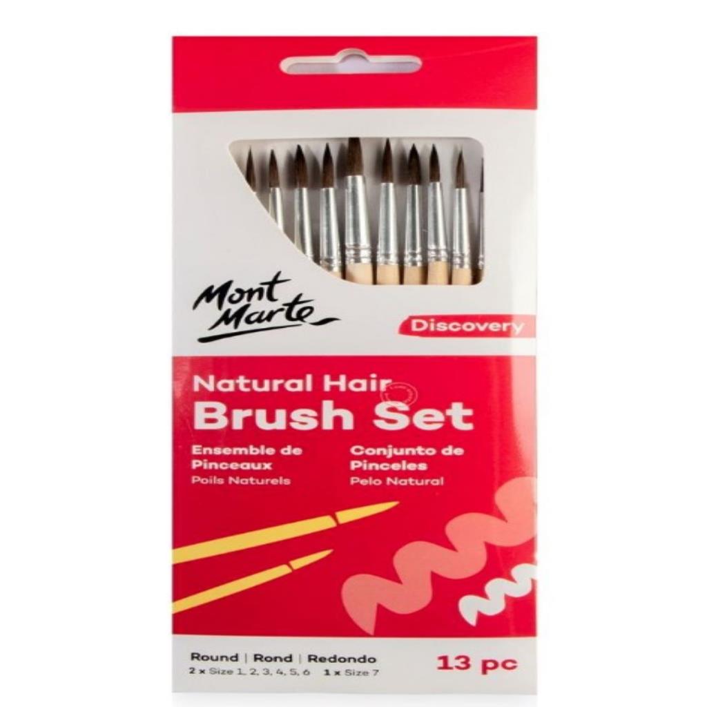 Mont Marte Natural Hair Brush Set – 13 pcs