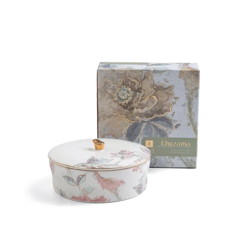 Luxury Floral Porcelain Serving Bowl with Lid