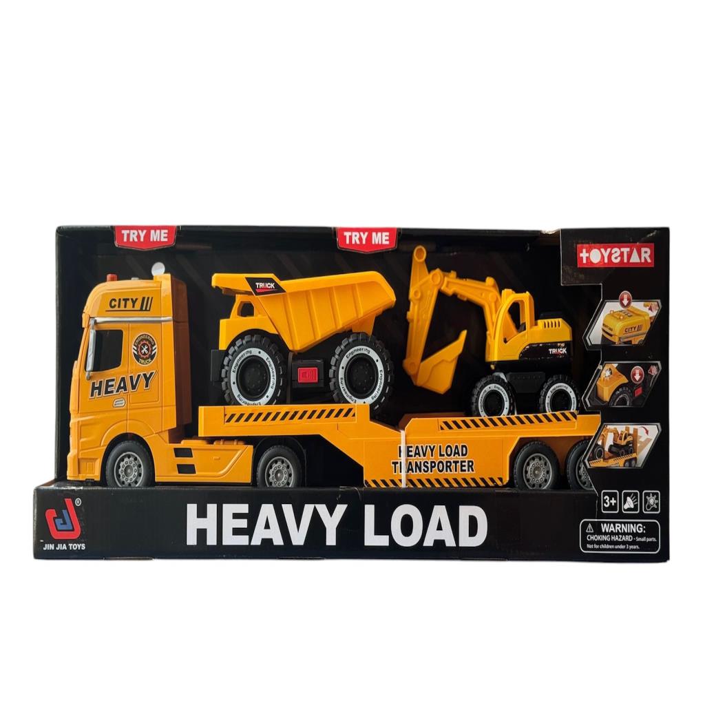 Toystar Heavy Load Transporter Truck with Excavator & Dump Truck – Light & Sound