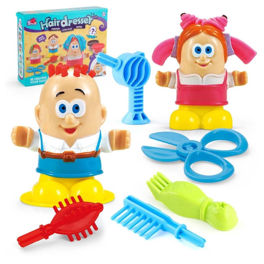 مجموعة صالون الطين الملون – لعبة تشكيل وتسريح الشعر للأطفال