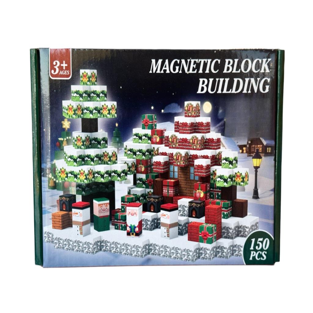 Magnetic Block Building – Christmas Winter Village Set (150 Pieces)