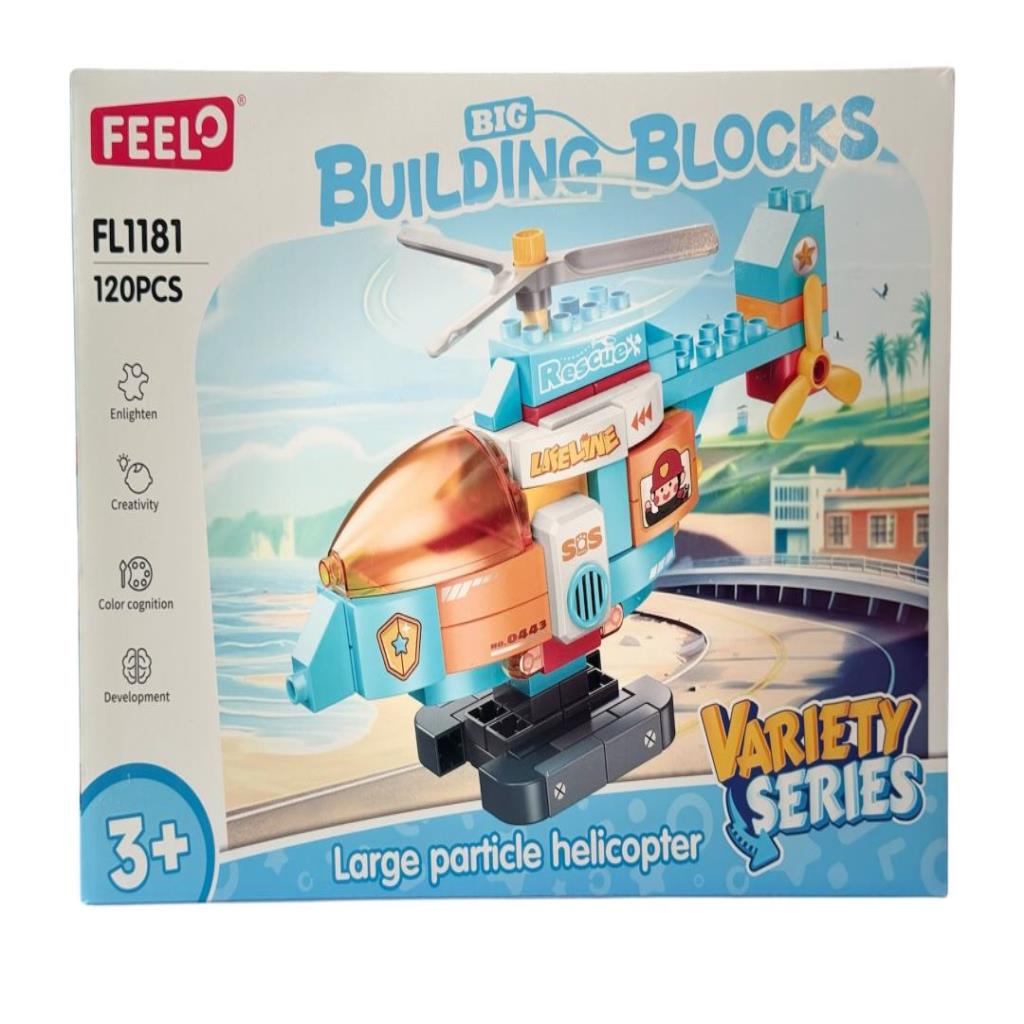Feelo 120-Piece Rescue Helicopter Building Blocks Set – Kids Construction Toy