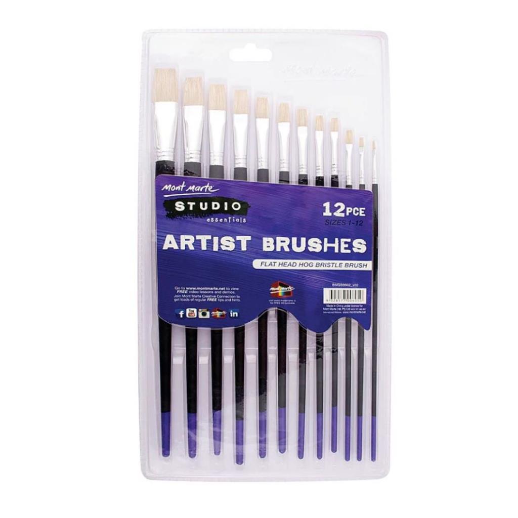 Mont Marte Discovery Series Paint Brush Set - Flat Sizes 1-12