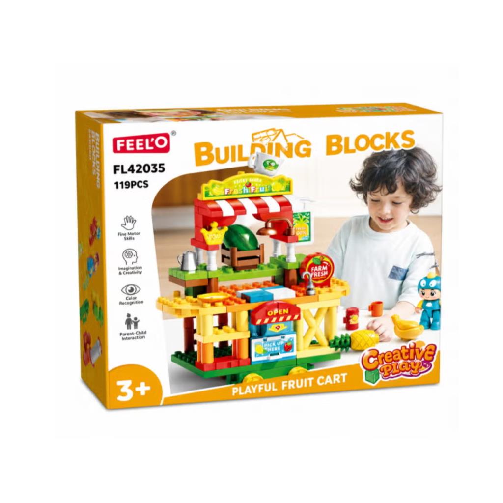 Feelo 119-Piece Big Building Blocks Playful Fruit Cart Set