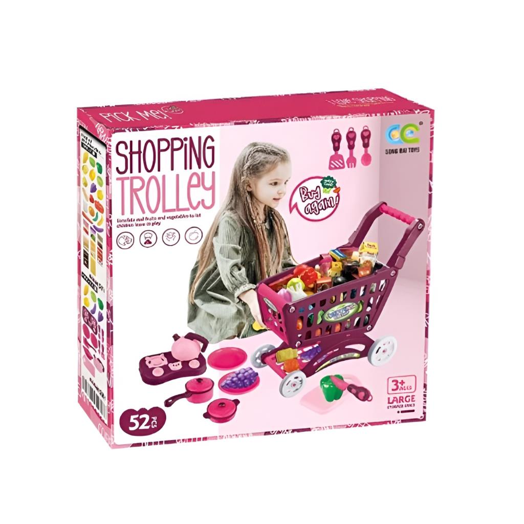 Kids Shopping Trolley Play Set – 52 Pieces