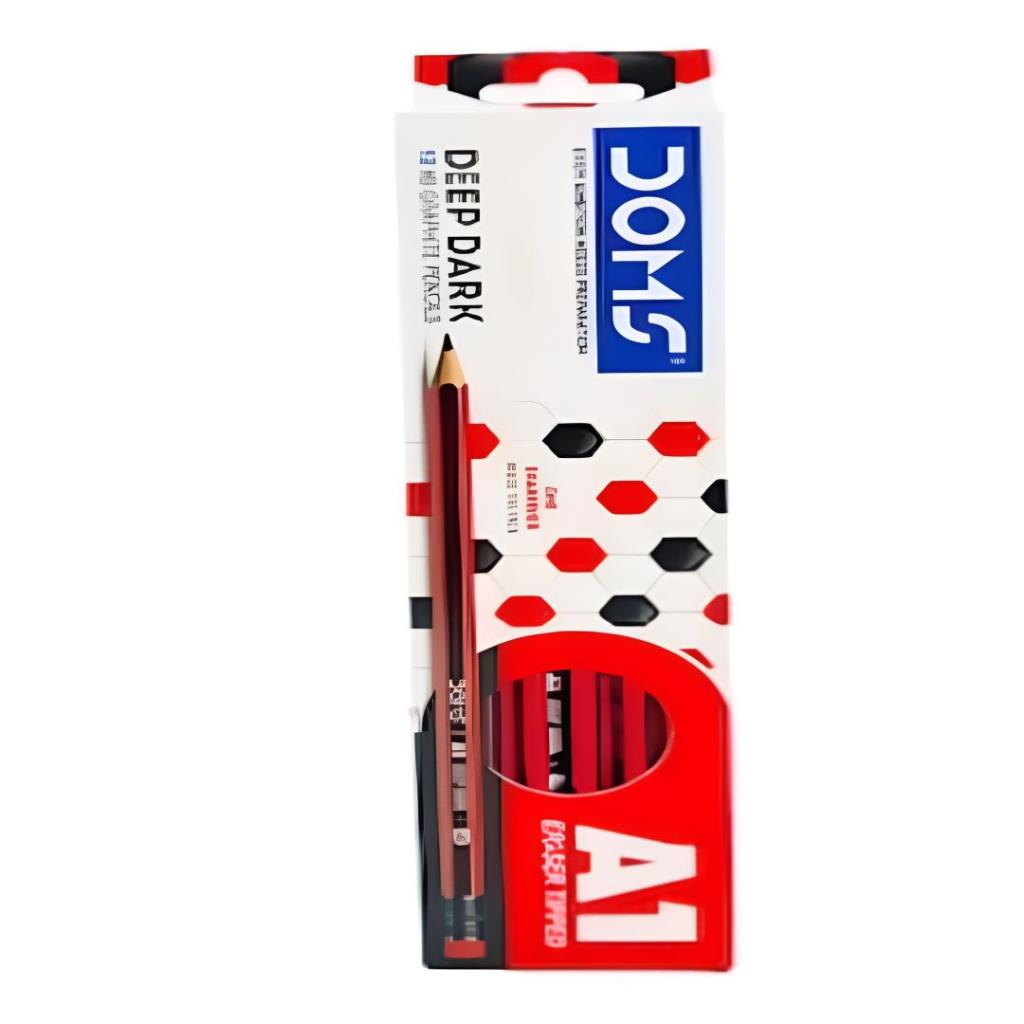 DOMS Deep Dark A1 Graphite Pencils – 12 Pieces