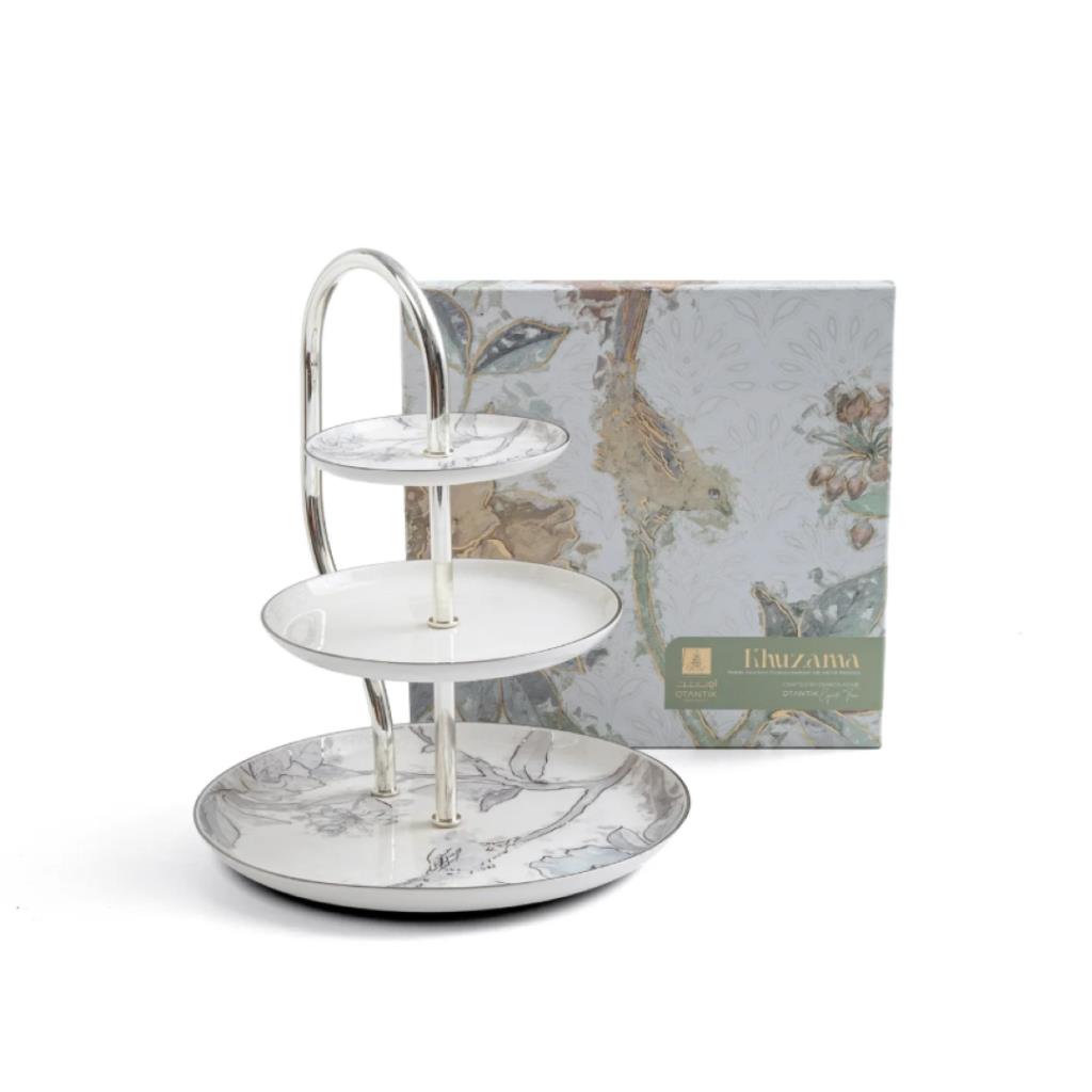 Elegant 3-Tier Serving Stand with Floral Design