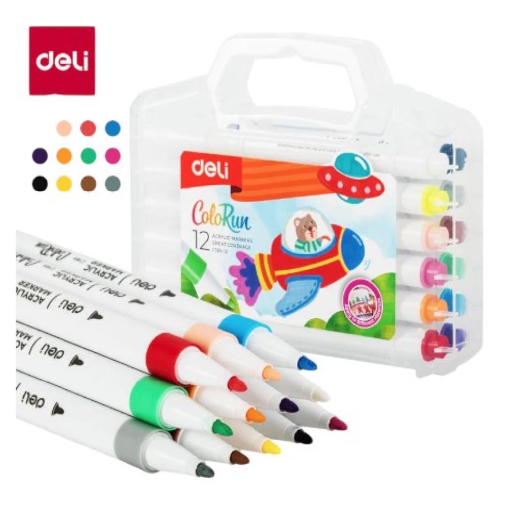 Deli ColoRun Marker Set – 12 Colors
