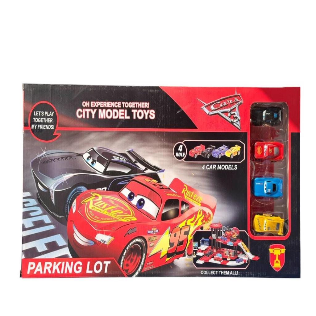 Cars Parking Lot Playset with 4 Die-Cast Cars