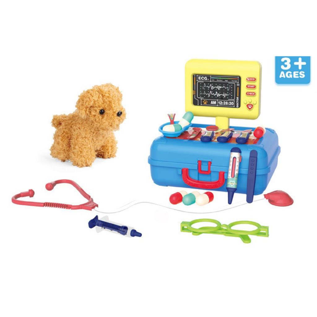 Plush Pet Medical Clinic - Pet Medical Clinic Playset – 22PCS Veterinary Doctor Kit with Plush Puppy 
