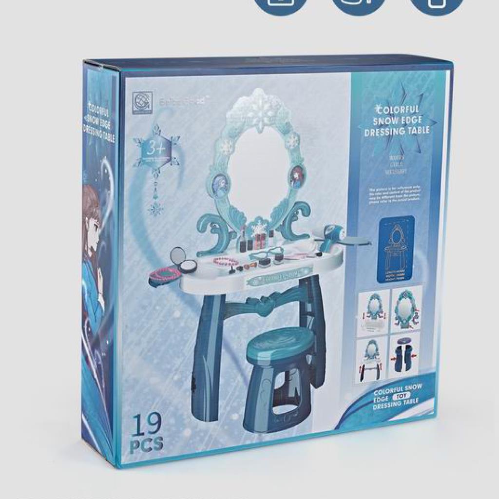 طاولة مكياج فاخرة للأطفال بتصميم فروزن مع كرسي