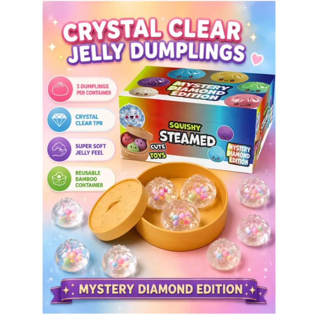 Crystal Clear Jelly Dumpling Squishy Set – Mystery Diamond Edition