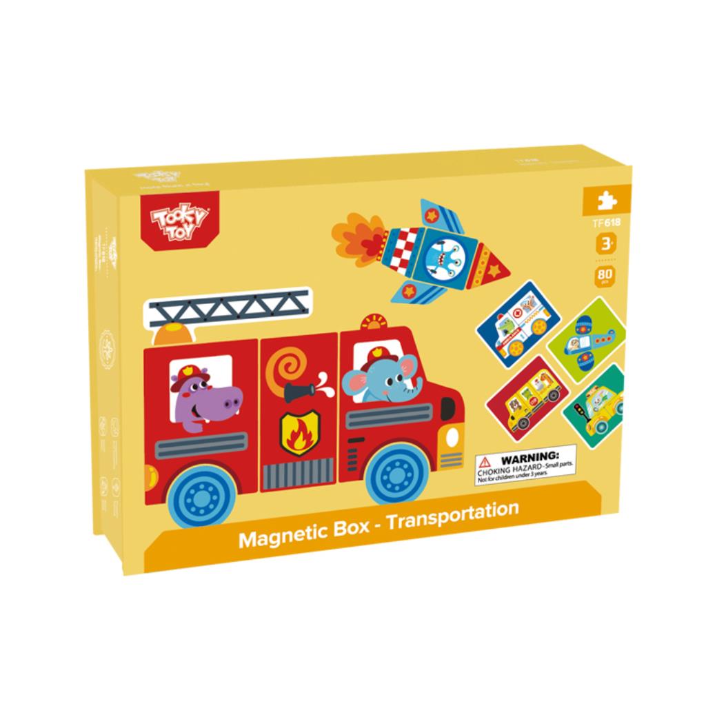 Tooky Toy Magnetic Play Box – Fire Truck & Vehicles Scene