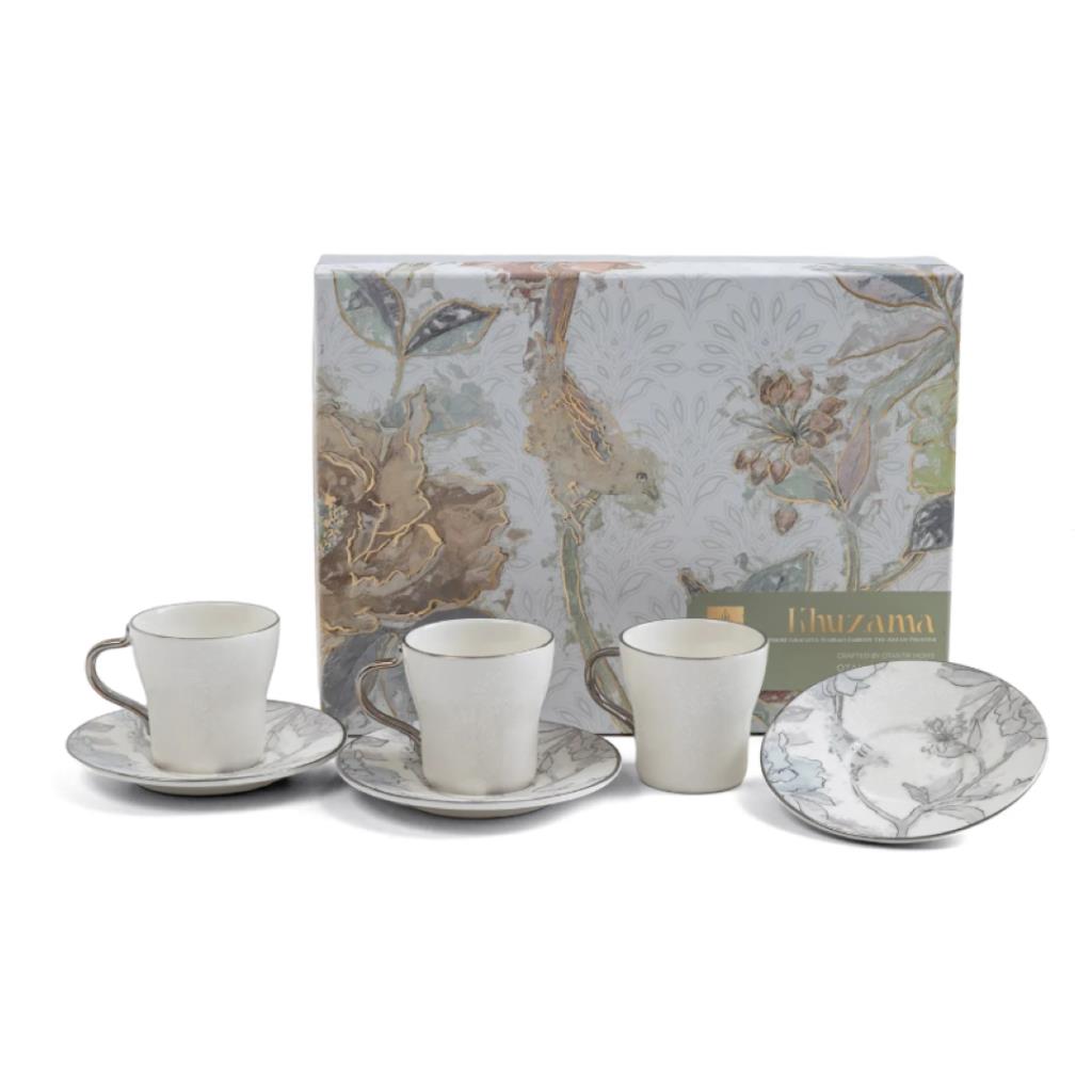 Marble Floral Coffee Cup & Saucer Set
