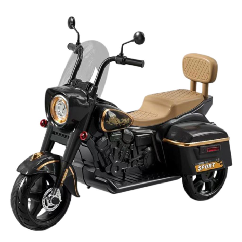 Kids Electric Ride-On Motorcycle (Black & Gold Edition)