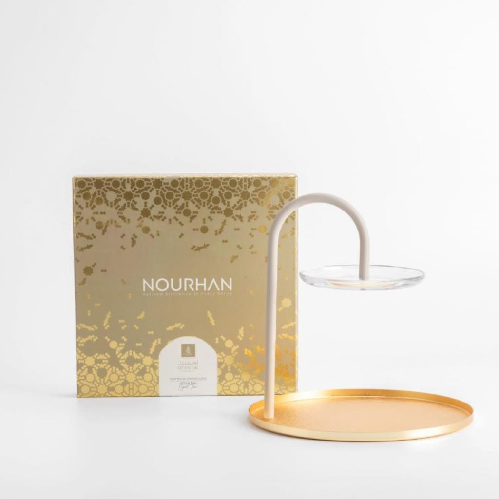 2 Layer Stand With Holder From Nourhan - Matt Gold + Beige