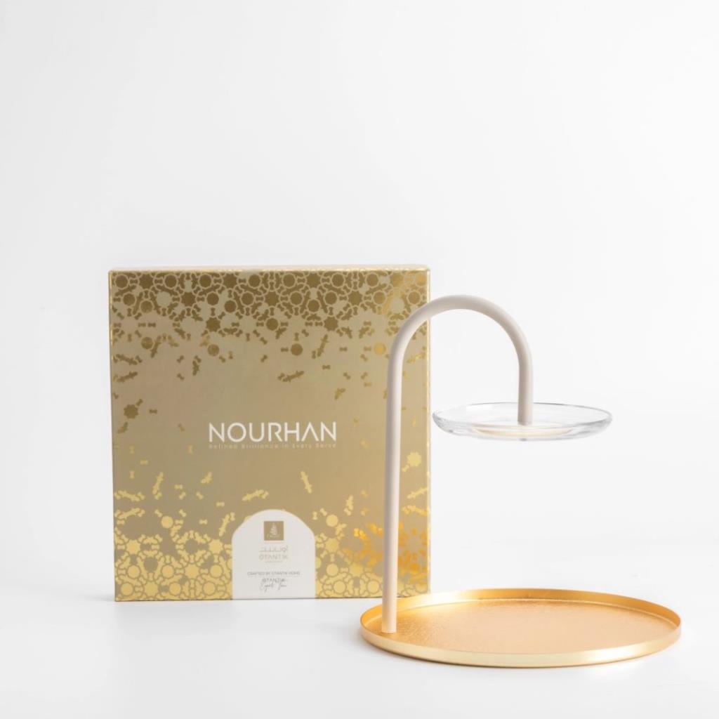 2 Layer Stand With Holder From Nourhan - Matt Gold + Beige