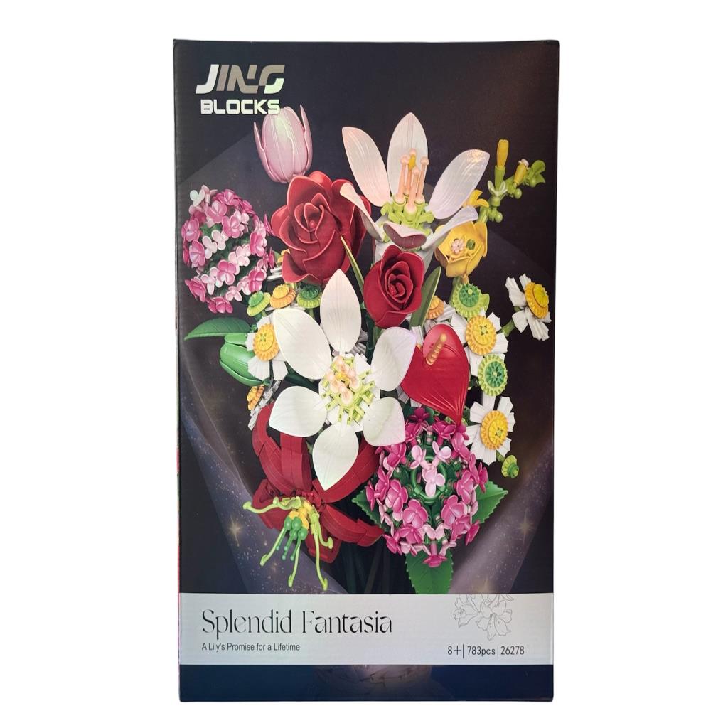JING Blocks Splendid Fantasia Flower Bouquet Building Set – 783 Pieces, Model 26278
