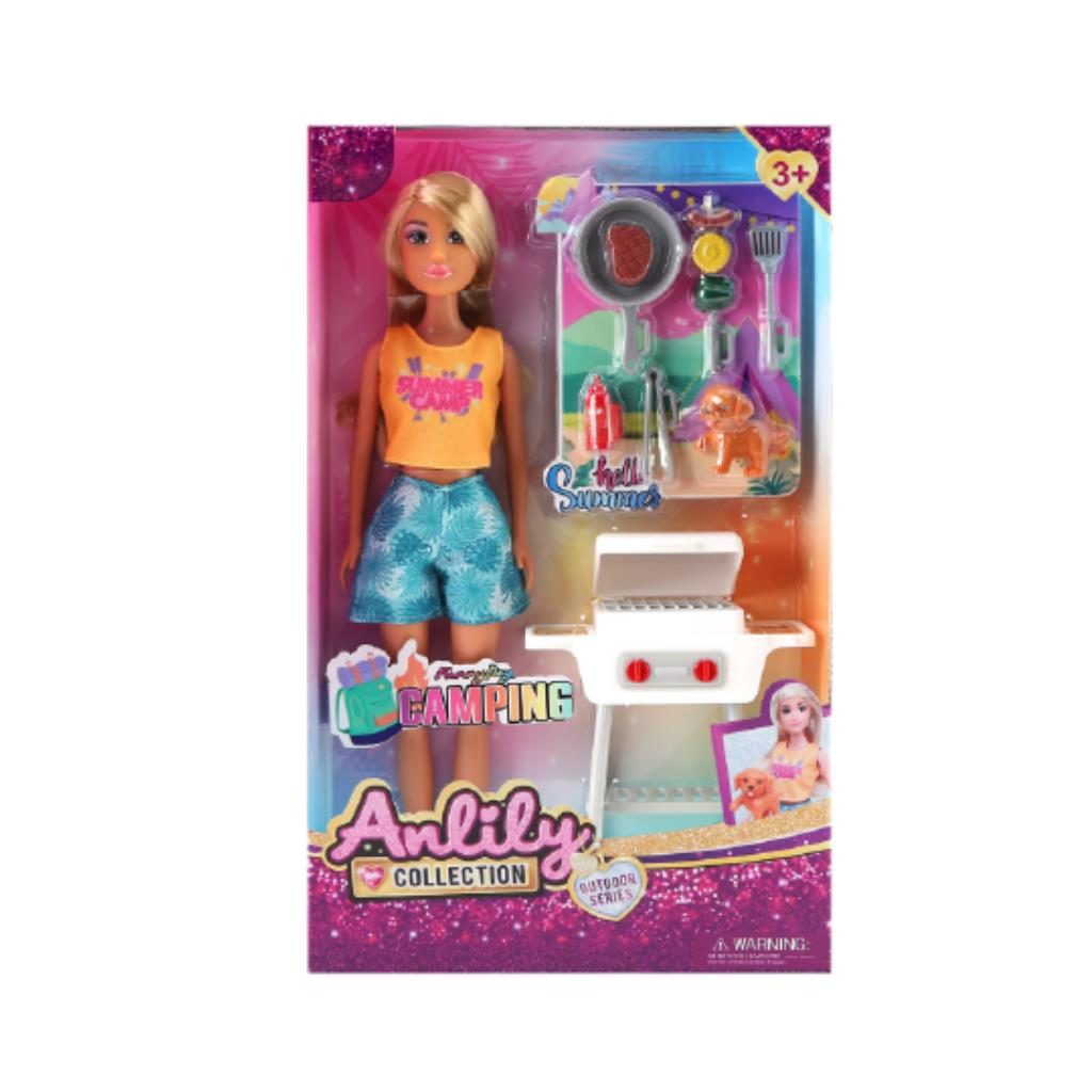 Anlily Camping & BBQ Adventure Playset – Fashion Doll with Grill & Accessories