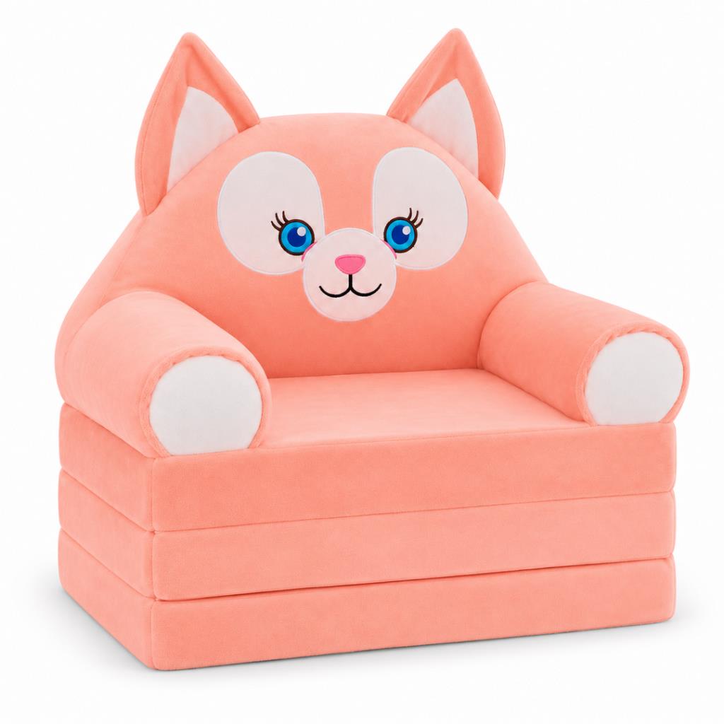Pink Cat Fold-Out Kids Sofa Bed