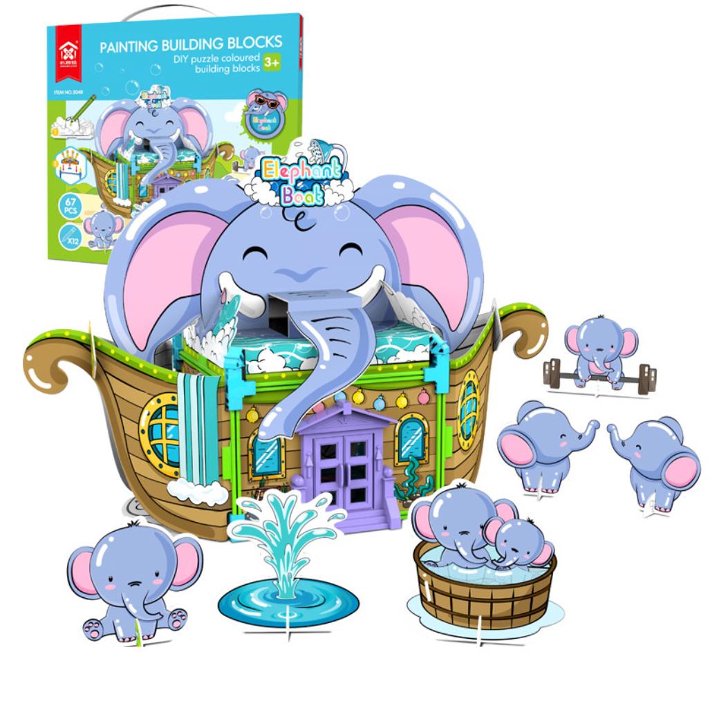 Elephant Boat – DIY Painting & Building Blocks Set