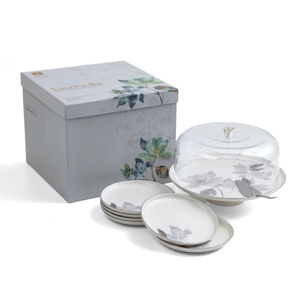 Cake Serving Set 9 Pcs From Marisella - Grey + Silver