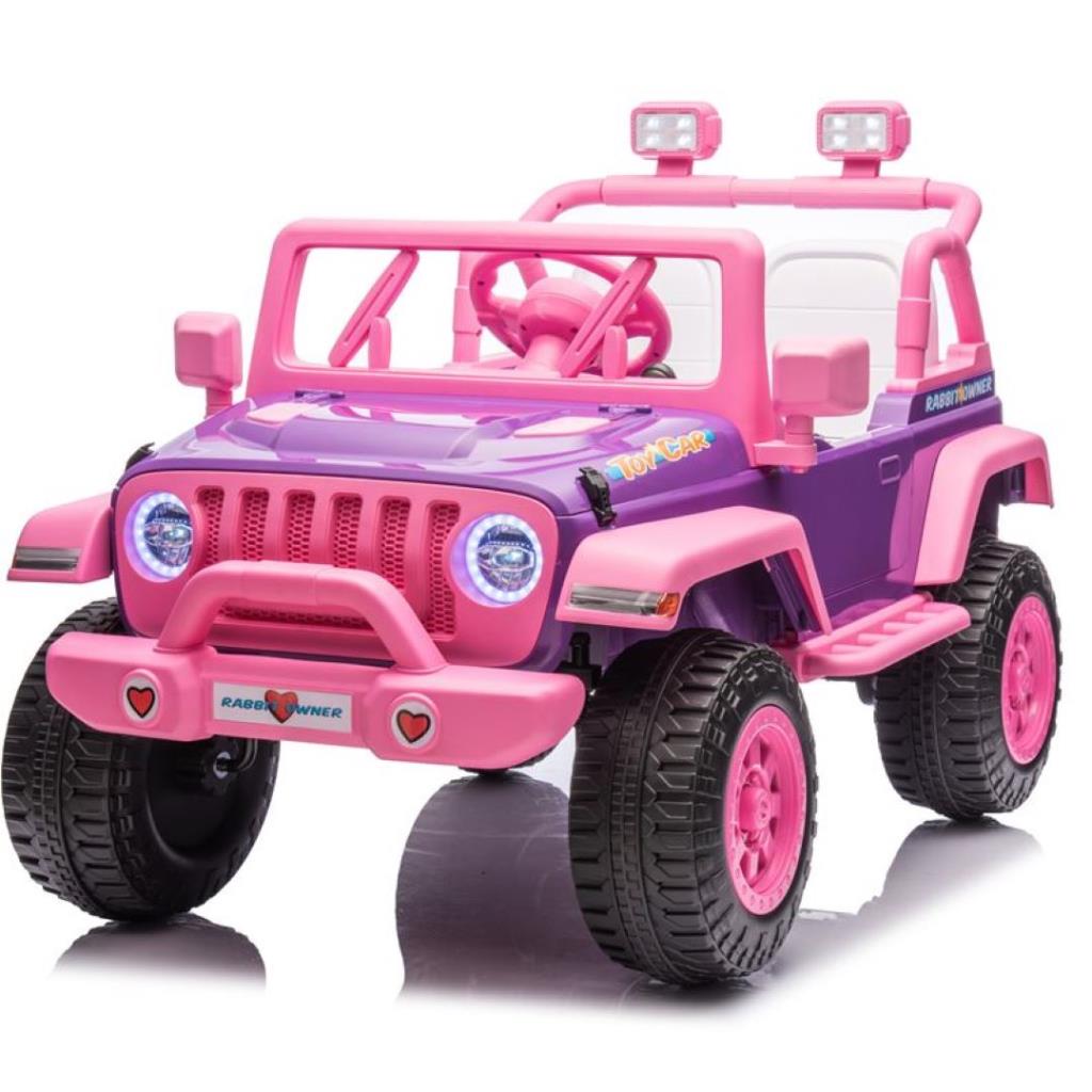 Kids Electric Ride-On Pink Jeep with LED Lights