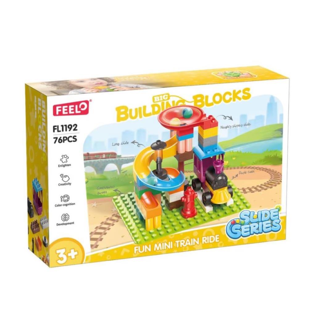 Feelo 76-Piece Fun Mini Train Ride Building Blocks Set – Slide & Train Construction Toy for Kids