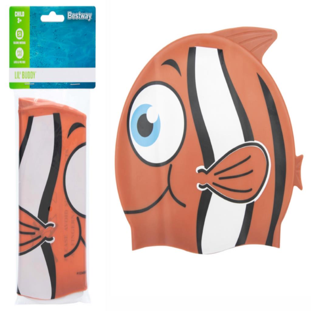 قبعة سباحة للأطفال بتصميم السمكة من بيست واي