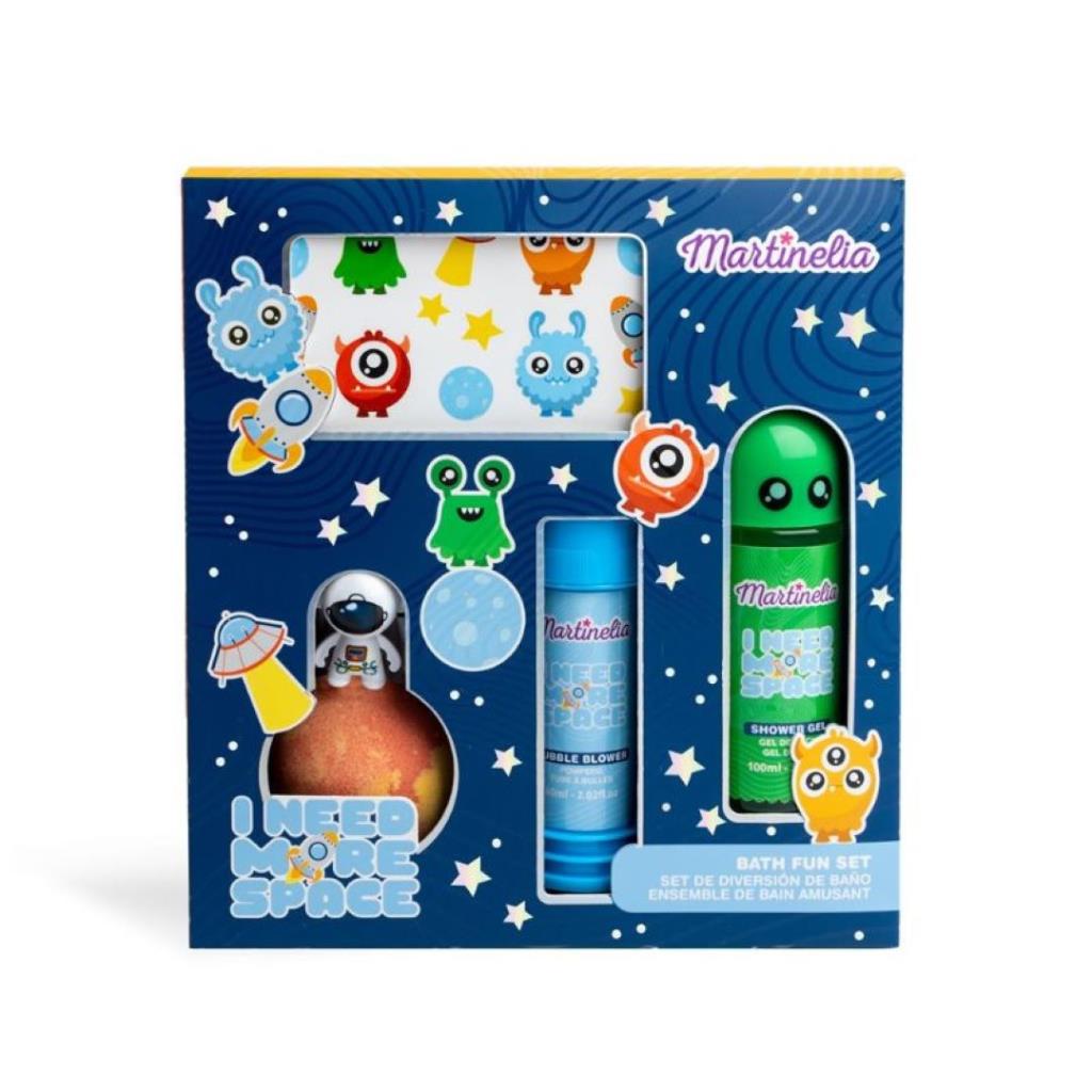 Martinelia “I Need More Space” Kids Bath Fun Set – Shower Gel, Bubble Blower & Bath Accessories