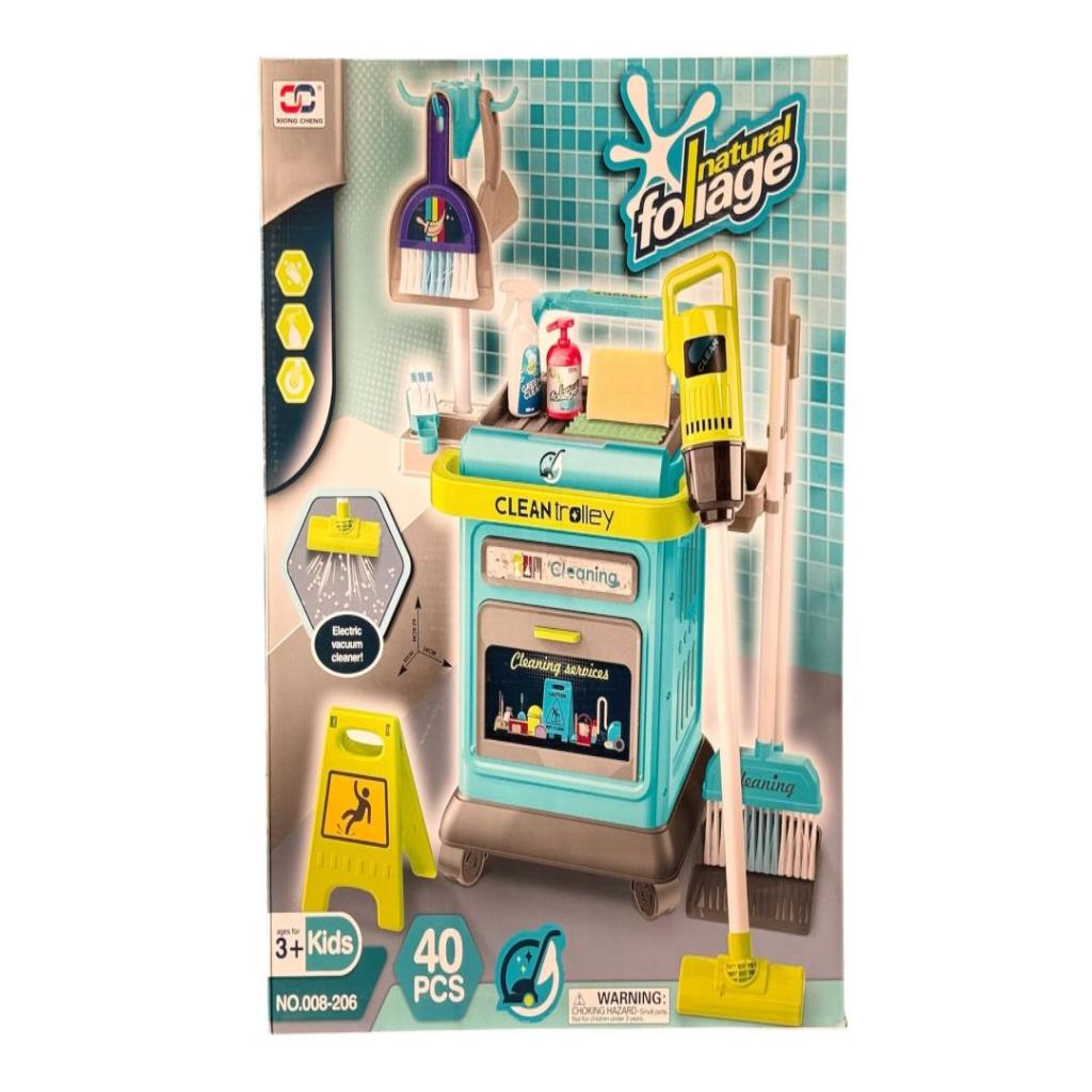 Kids Cleaning Trolley Play Set – 40 Pieces