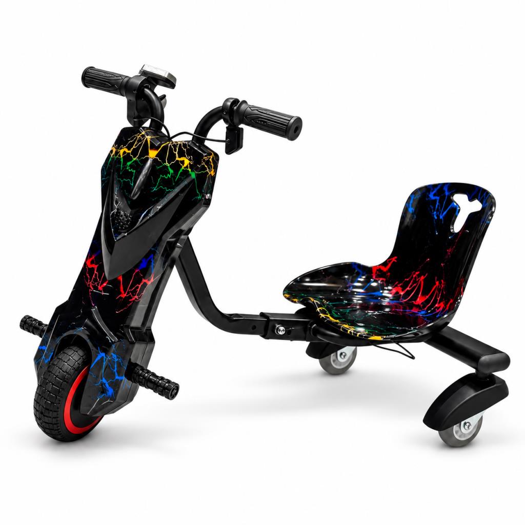 Electric Drift Trike with Colorful Lightning Design