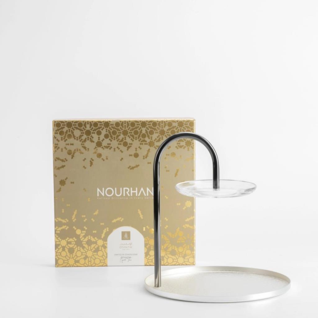 2 Layer Stand With Holder From Nourhan - Matt Silver + Shining Silver