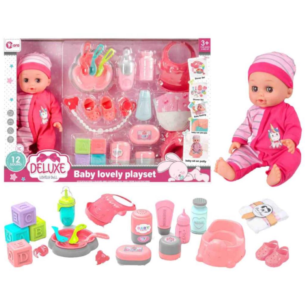 12-Inch Baby Doll Care & Feeding Playset with Accessories