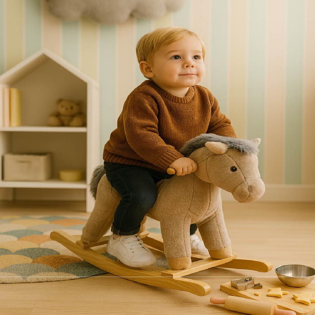 Wooden Rocking Horse for Kids – Soft & Safe Design