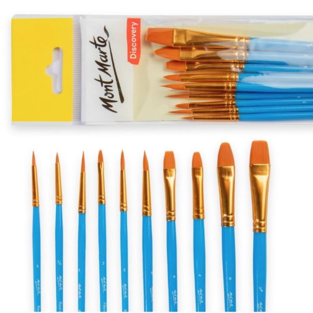 Mont Marte Mixed Paint Brush Set 10pce Beginner Brushes Set