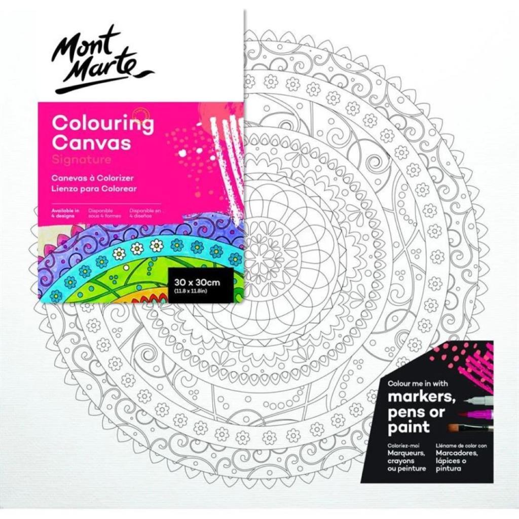 Mont Marte Adult Colouring Canvas 30 x 30cm - Mandala