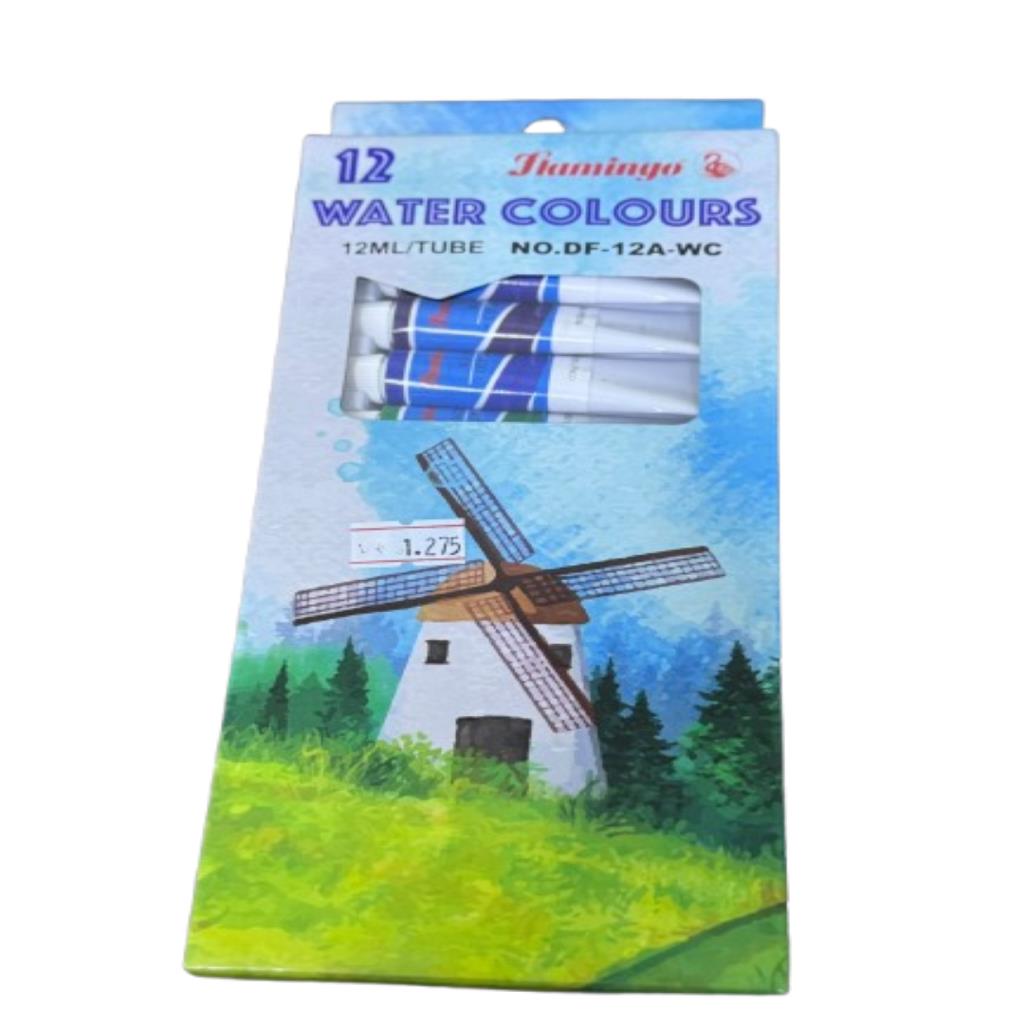 ألوان مائية فلامينغو – 12 لون (12 مل)