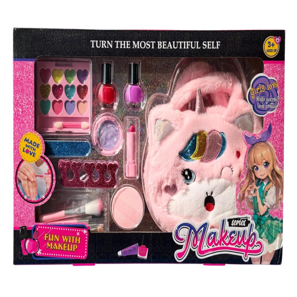 Kids Makeup Beauty Set with Plush Unicorn Cosmetic Bag