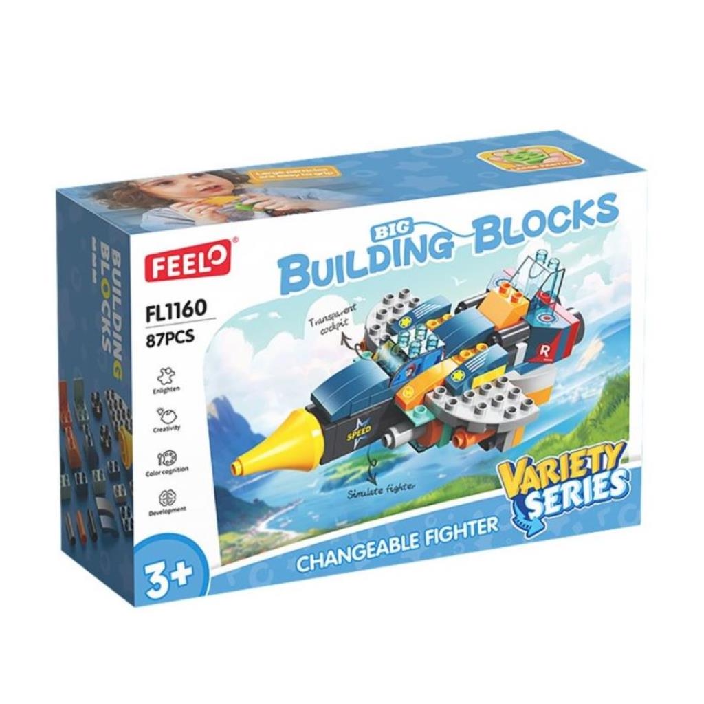 Feelo 87-Piece Changeable Fighter Jet Building Blocks Set – Aircraft Construction Toy for Kids