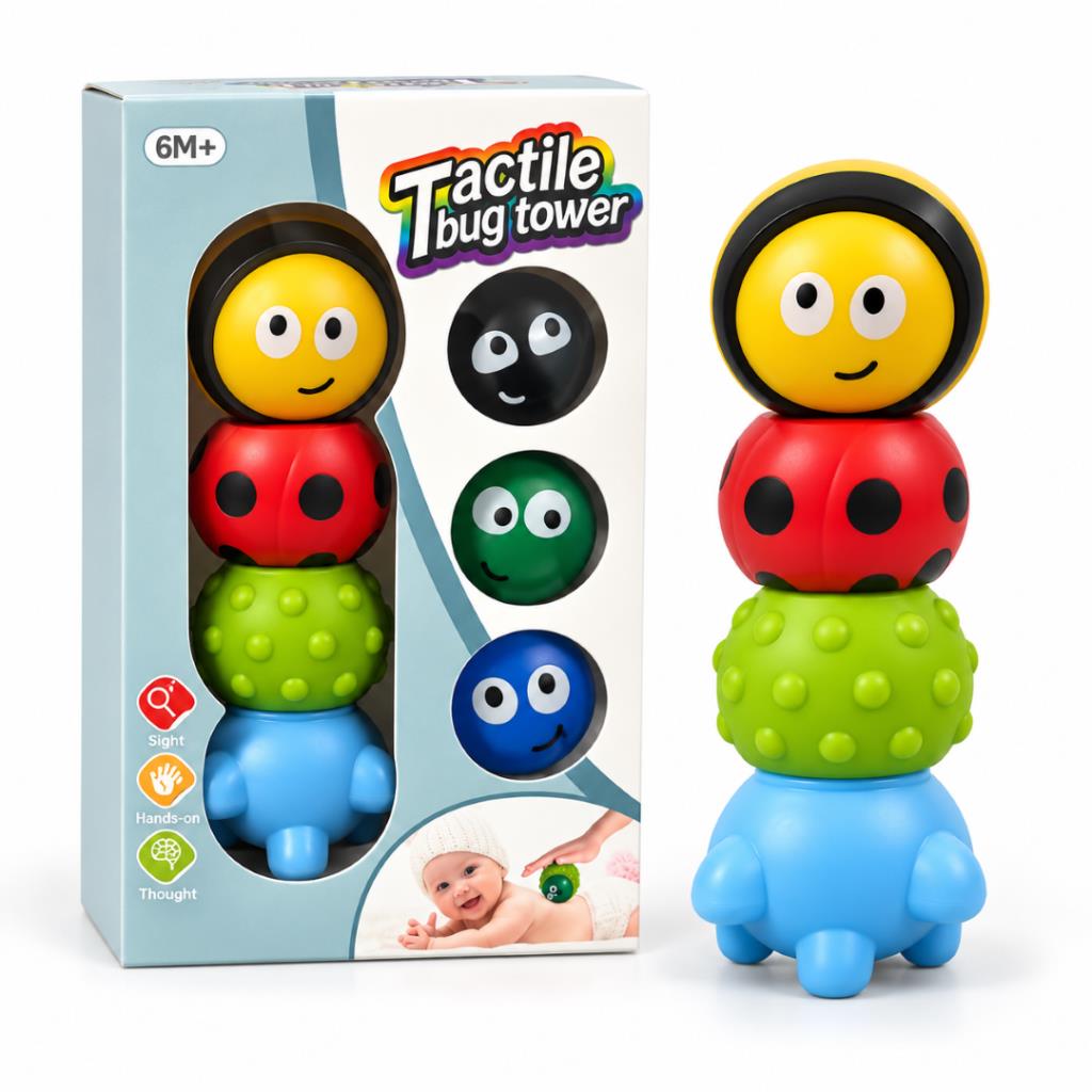 Tactile Bug Tower Baby Stacking Toy