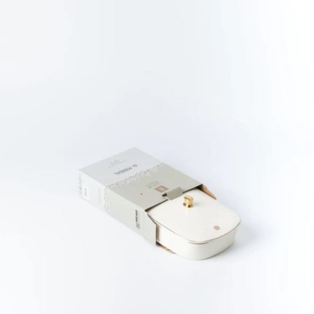 Medium Date Bowl From Mirral - White + Gold