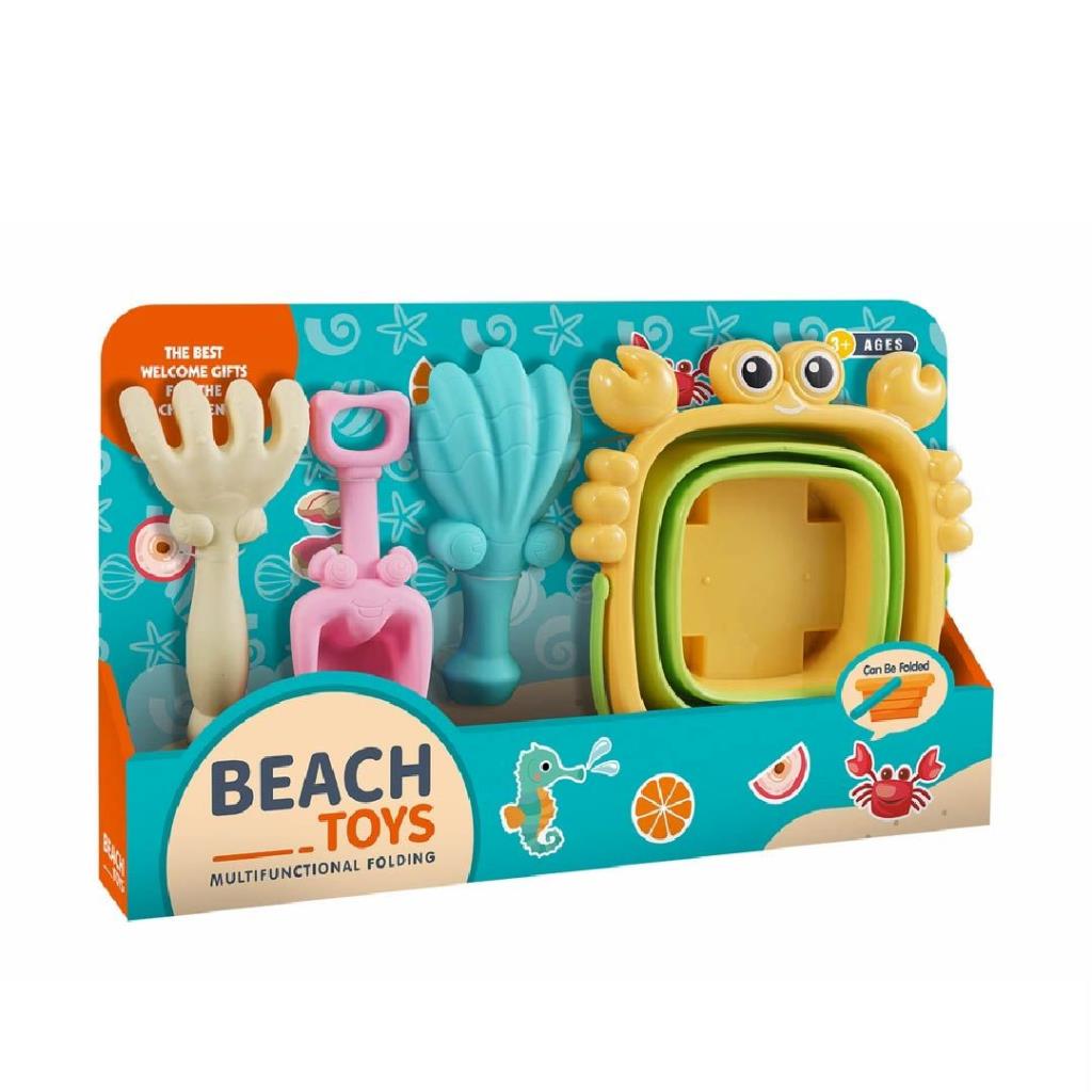 Folding Bucket Crab Set - Multifunctional Folding Beach Toys Set